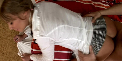 A lovely woman is opening up her pussy and she is also sucking cock