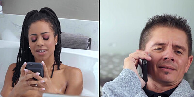 Ebony housewife takes big juicy cock in her wet pussy