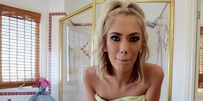 Skinny white girl Sky Pierce letting me fill her tight little pussy with my big cock POV