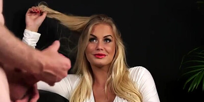 Flirty blond damsel luvs to see men milking off and have fun with her milk cans, along the way