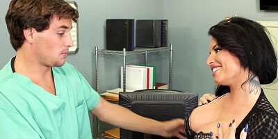 Hospital receptionist Christy Mack gets to play doctor with the doctor