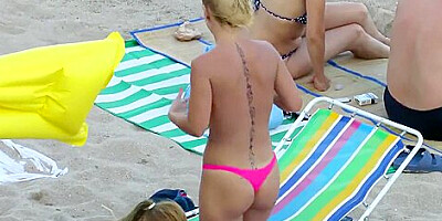 Real beach amateur fat boobs topless milfs video