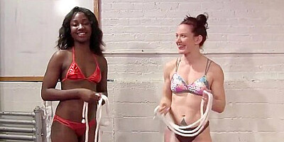 Hot chick ties up black girls