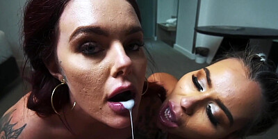 Nina Milano and Gia Rouge showing off their amazing cock sucking skills