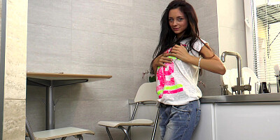Dark haired Dominika Dark can never keep her clothes on for long