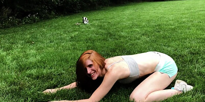 freckledRED Frigs Her Humid Vag In Public For The Yoga Instructor