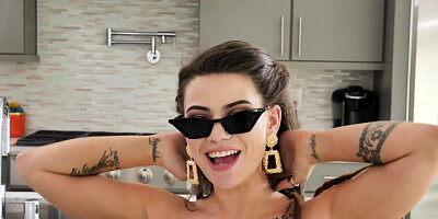 Hippie girl with amazing curves fucked in kitchen