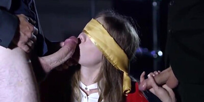 Elena Koshka was inhaling 2 hard-ons and getting porked, until she got a humungous facial cumshot