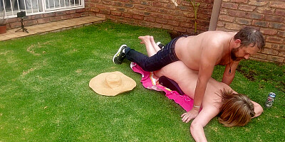 My wife was tanning outside ,i just had to fuck her ass