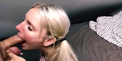 Ponytailed blondie honey is blowing her classmate's rock rock-hard fuckpole and hoping to lick some new jizm
