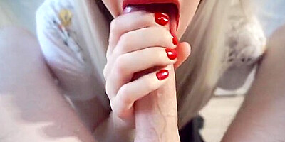 Slick, Wet, Red Lipstick Blowjob
