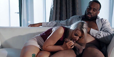 Girl treats black man with beer and tight pussy