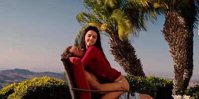 Enticing gal has spontaneous sex with BF by the pool