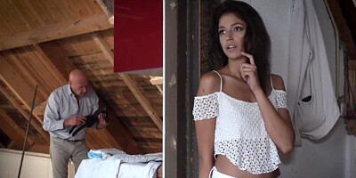 Girl gets bald pussy filled with old cock