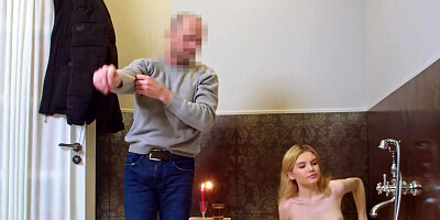 The debt collector is fucking the petite pale blonde