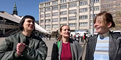 Three Hot Models Walk Around Berlin Before Having Lesbian Sex