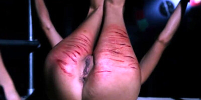 Slender platinum-blonde lady with petite baps loves to get corded up and flagellated, until it hurts