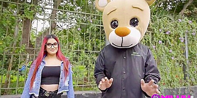 Rosario Is Horny On The Street And Fucking Milky Bear