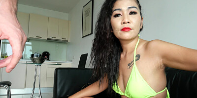 Thai GF getaway in Pattaya beach visit and sex at home