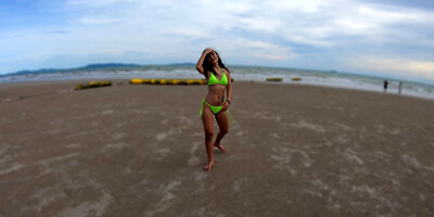 Thai GF getaway in Pattaya beach visit and sex at home