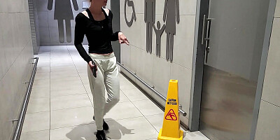 PUBLIC TOILETS FUCK CREAMPIE sneaking into a public toilet