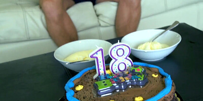 Roxy Nicole rides hard on stepfather's dick on her birthday party