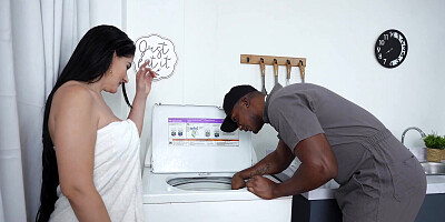 I get fucked by the BBC technician until he cums on my tits