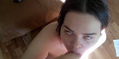 Cute girl swallows a large penis whole