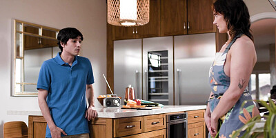 Stepmom and stepson fucks in the kitchen