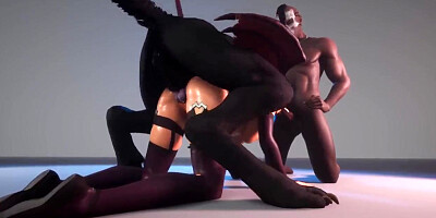 Succub lured Werewolf and Guy - Large Boner monster - THREE DIMENSIONAL Pornography WildLife - Halloween animation