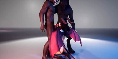 Succub lured Werewolf and Guy - Large Boner monster - THREE DIMENSIONAL Pornography WildLife - Halloween animation