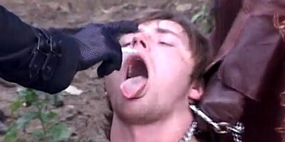 Smoking mistress & ashtray foot slave domination outdoors