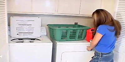 Ellie got too insatiable to hold back from jacking in the laundry apartment until she shoots a load