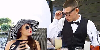 Tiffany Rain Sucks Cock Outdoor