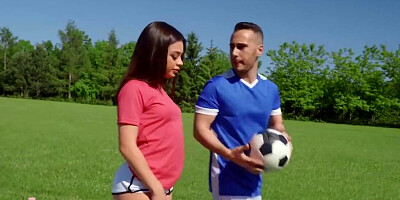 Chick spreads booty for her football trainer