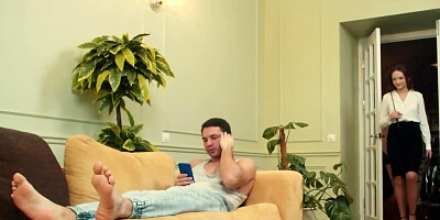 Mistress Lulu Love flogs that man and gives him wet pussy