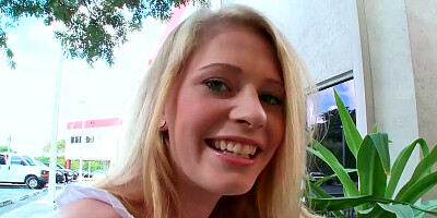 Allie James performing nice outdoor oral on some random guy