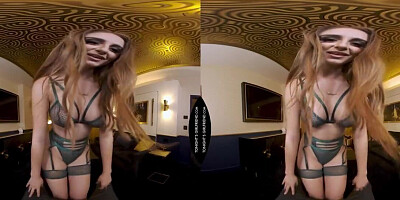 Courtesan takes care of client's dick in VR porn video