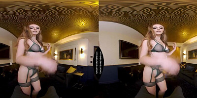 Courtesan takes care of client's dick in VR porn video