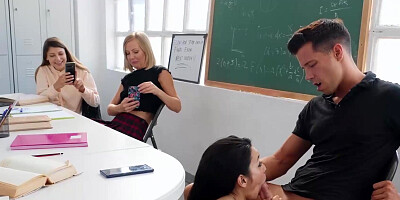 Naughty Rae Lil Black fucking in front of her fellow college students