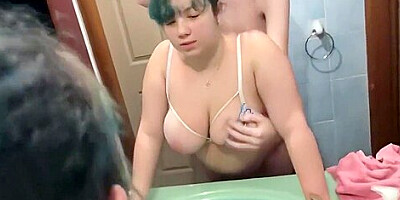 Chubby Teen Fucked In Bathroom While Parents In Next Room