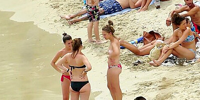 Topless girls at the beach