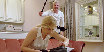 Mature blonde Laura rides a cock and gets a load