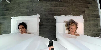 two ladies bare rubdown with glad finishing