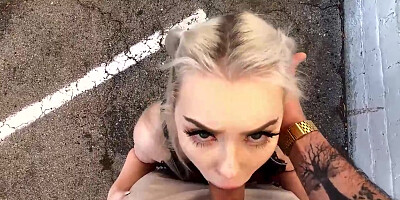 Jiggly blondie honey, Haley Spades is bellowing while railing a rock rigid wood like a professional