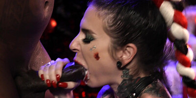 Sexy Joanna Angel in tattoo gets a New Year's gift and a load