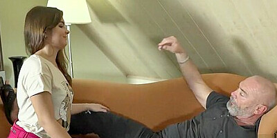 Old man fucks 2 young teens 18+ she swaps cum with her girlfriend BFF forever