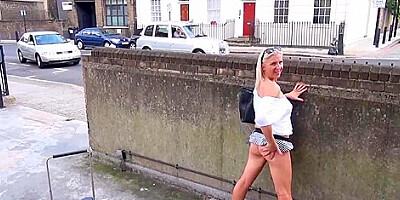 Mature flashing mum outdoors with sexy exhibitionist milf Jerry showing tits and pussy outdoors for voyeur watchers with