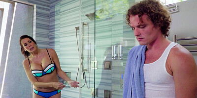 Reagan Foxx shares the shower & a soapy wet fuck with her stepson