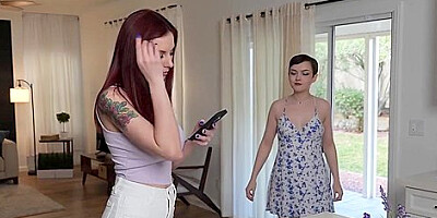 Lilian Stone And Jade Valentine - Stepdaughter Sucking Stepmoms Big Tits